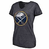 Women's Buffalo Sabres Distressed Team Primary Logo Tri Blend T-Shirt Navy FengYun,baseball caps,new era cap wholesale,wholesale hats
